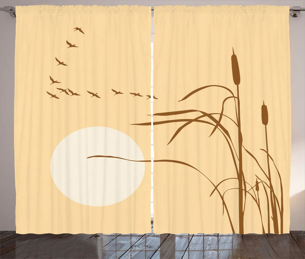 Rideau occultant partiel 280x225 cm contre le vis-à-vis motif oiseau