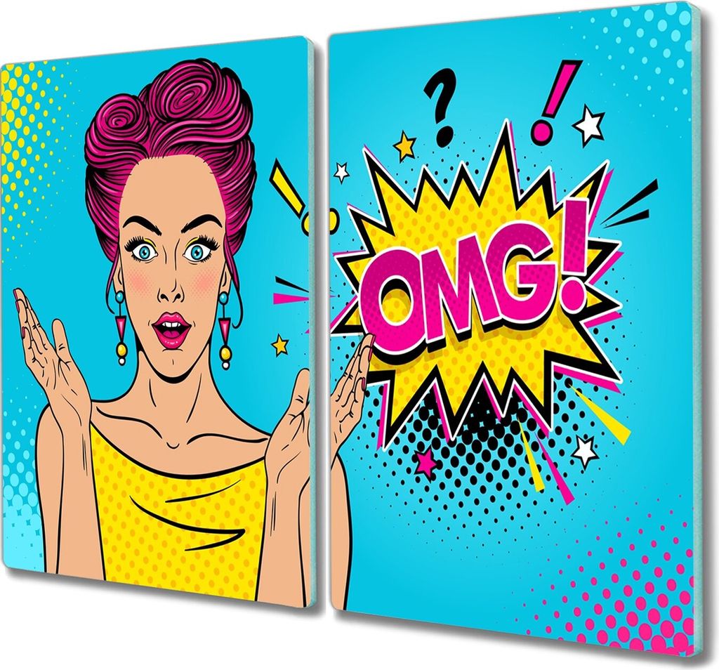 Coloray Herdabdeckplatte 2x30x52 cm Schneidebrett Kochplattenabdeckung Küchenbrett Hackbrett - omg Comic