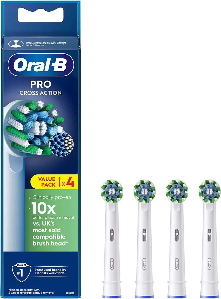 Oral-B CrossAction brossettes de rechange 4 pièces Blanc pour adultes