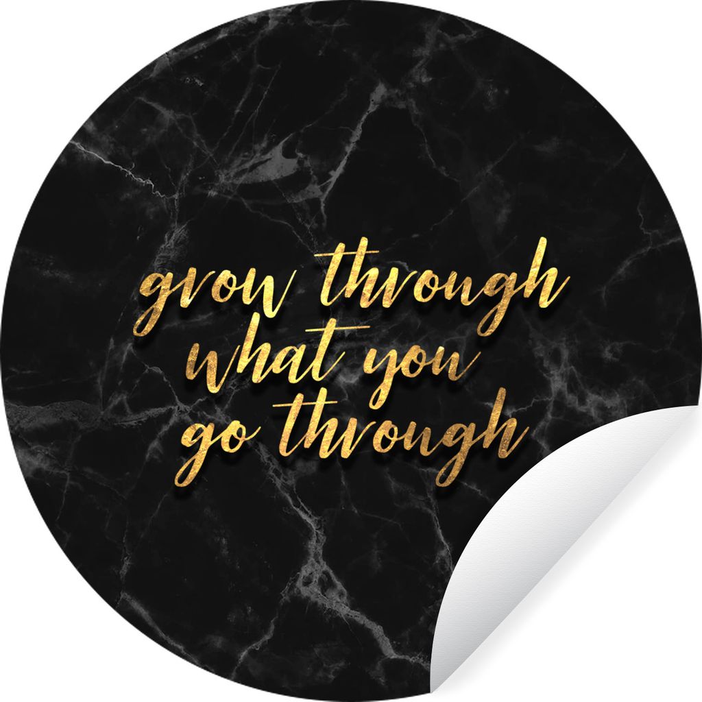MuchoWow Runde Wandtattoo - Wandsticker Tapete Aufkleber Zitate - Motivation - Gold - Marmor Ø 50 cm Selbstklebend und Repositionierbar - Wandau...