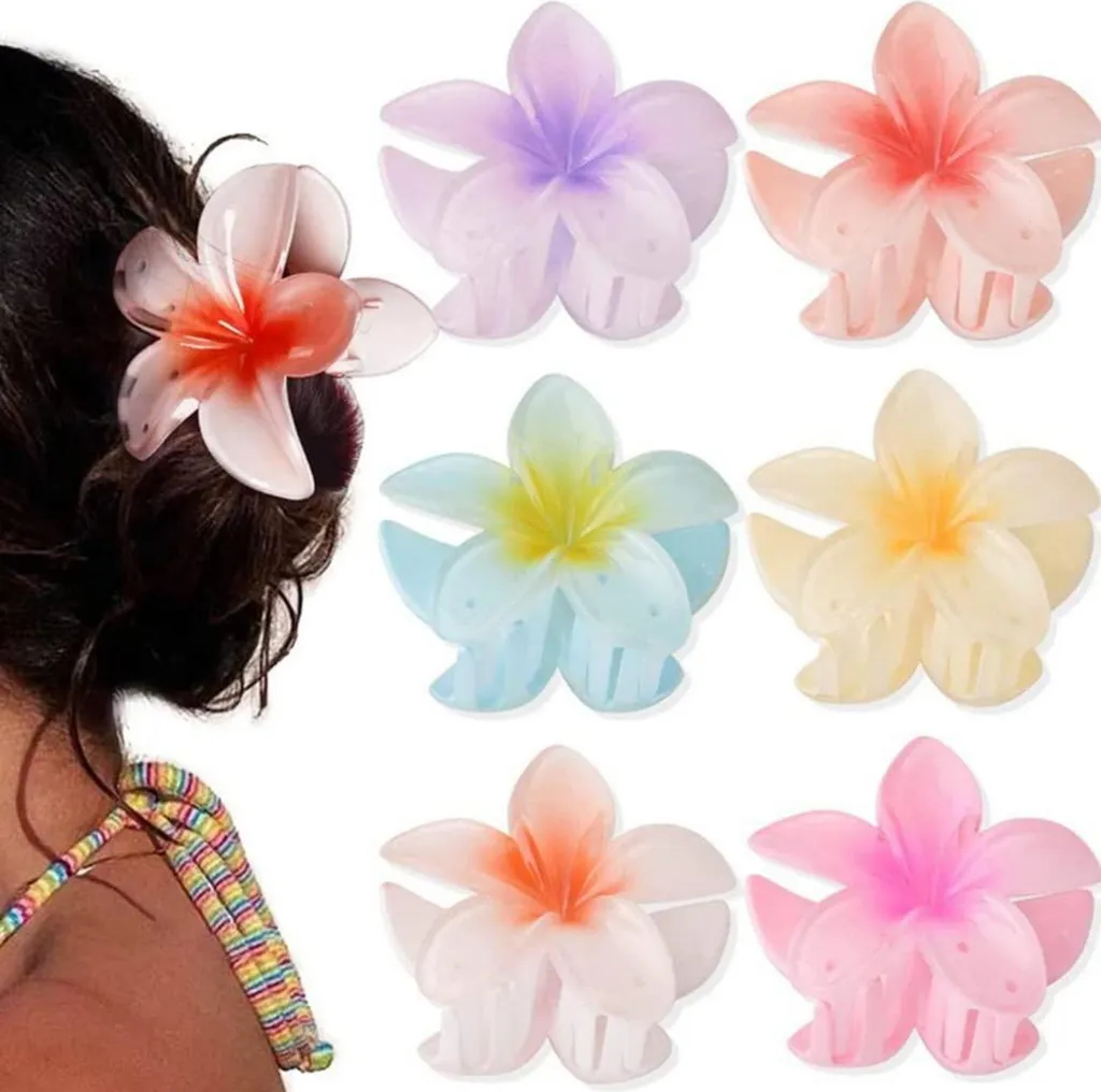 Pinces à cheveux fleurs en acrylique solide avec fixation forte par 6