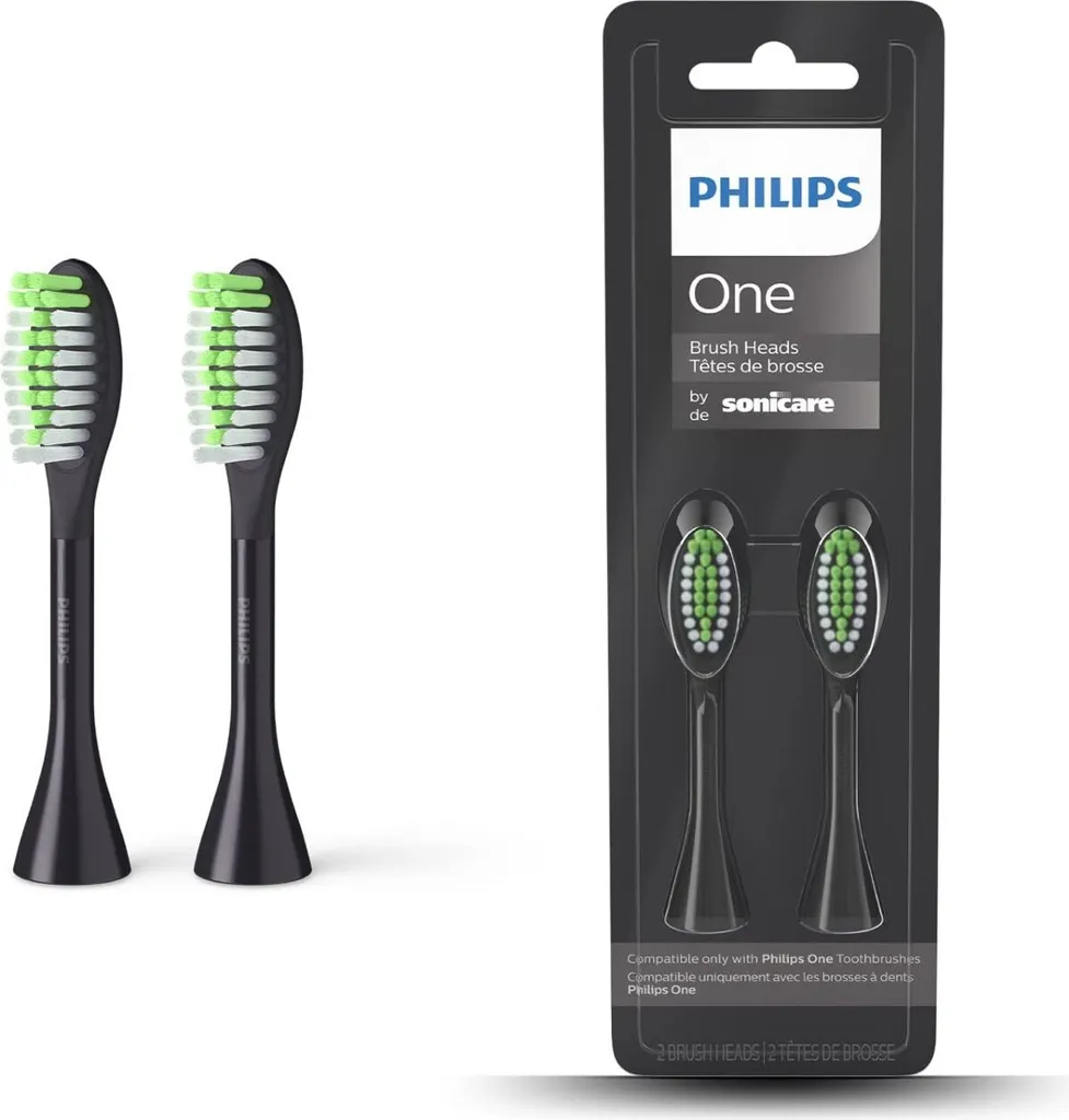 Philips One Lot de 2 Têtes BH1022/06 Noires pour Brossage Sonique