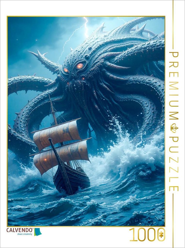 CALVENDO Puzzle Kraken, gigantischer Tintenfisch mit Tentakeln | 1000 Teile Lege-Größe 64x48cm Foto-Puzzle für glückliche Stunden