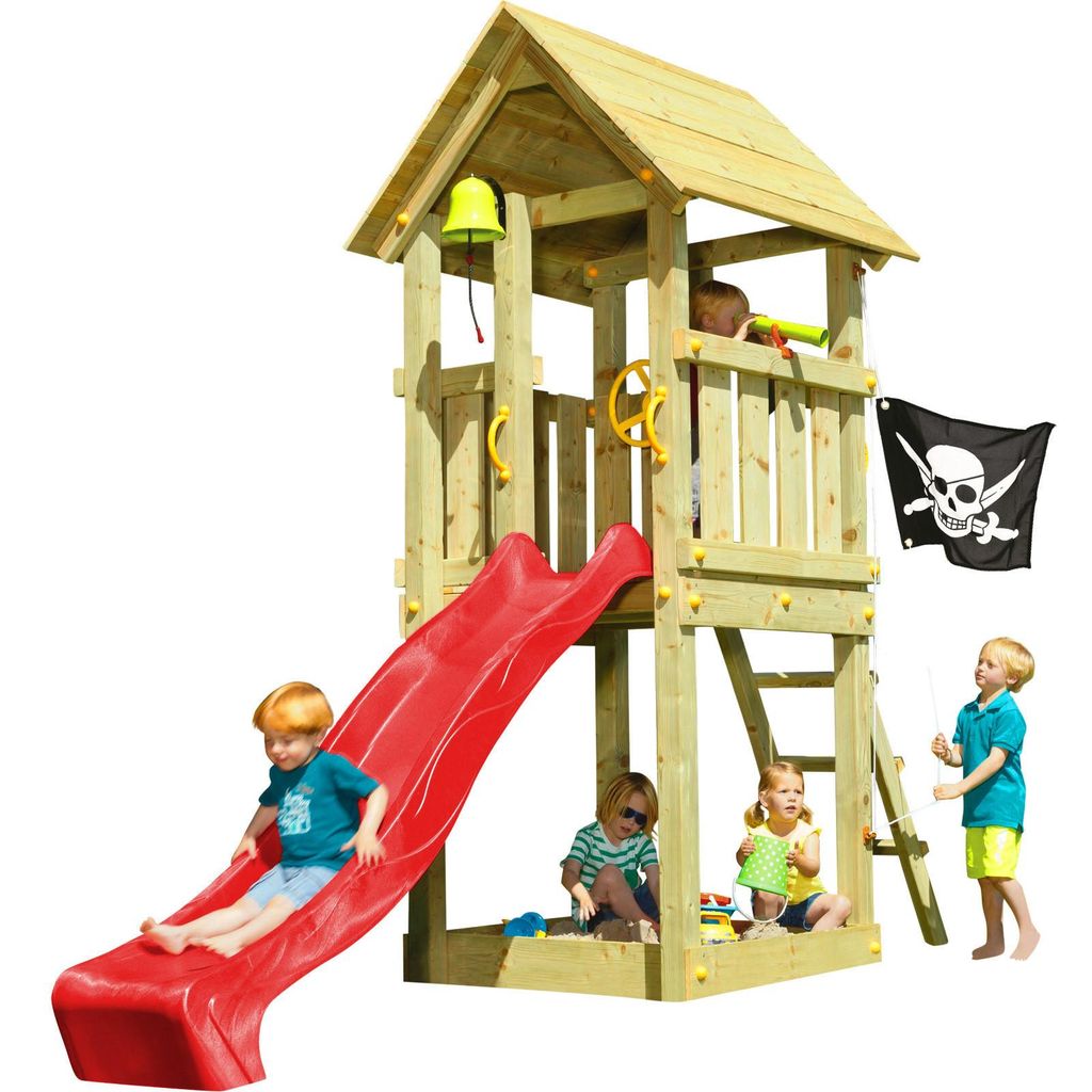 Spielturmking Spielturm KIOSK mit Rutsche - Rot 1,20 m DH248