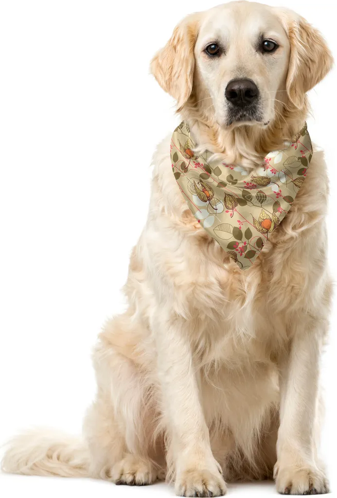 ABAKUHAUS Bandana Vintage per Animali | Foglie Autunnali Seppia 40x40cm