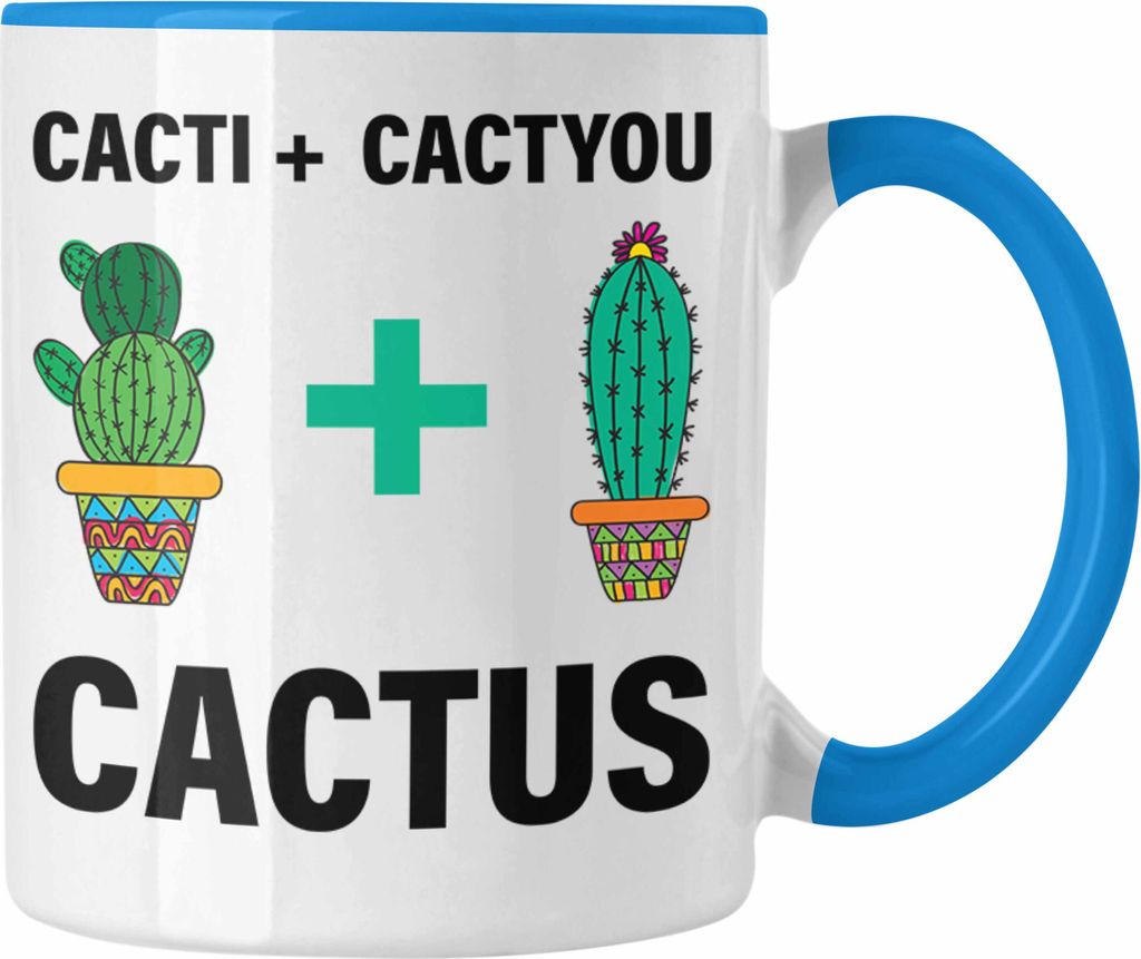 Trendation - Kaktus Tasse Spruch Liebe Valentinstag Freundin Freund Geschenkidee Bester Freund Liebe (Blau)