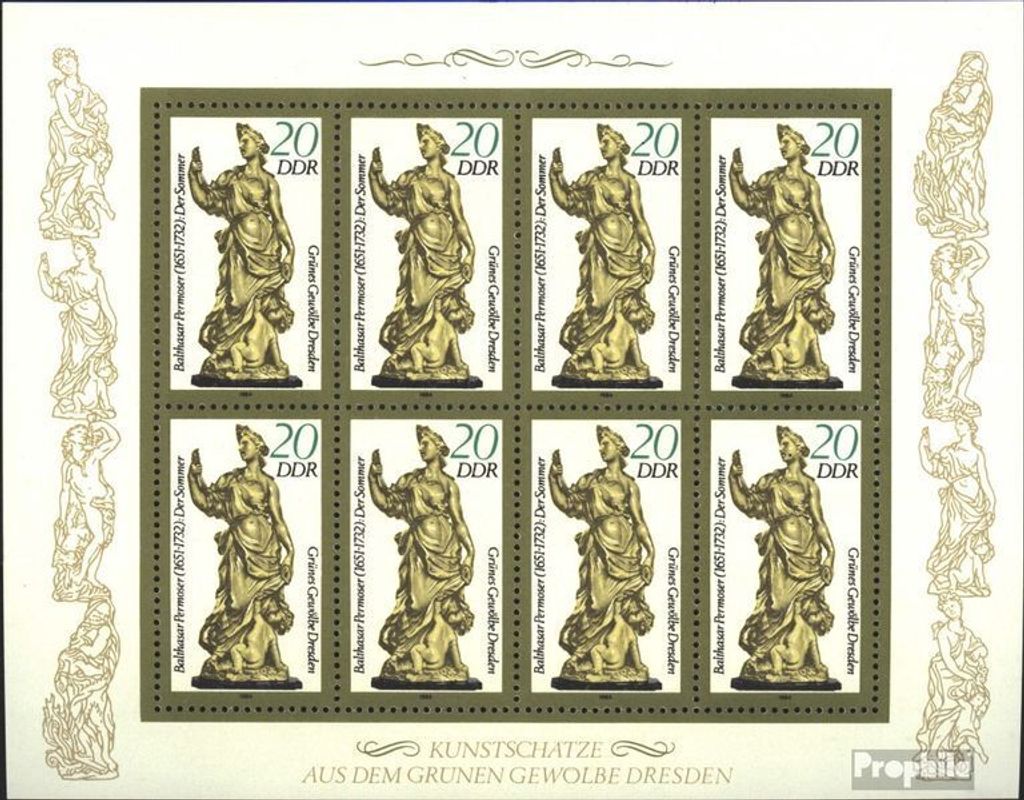 Briefmarken DDR 1984 Mi 2906II Klb Kleinbogen Offsetdruck FDC Skulpturen