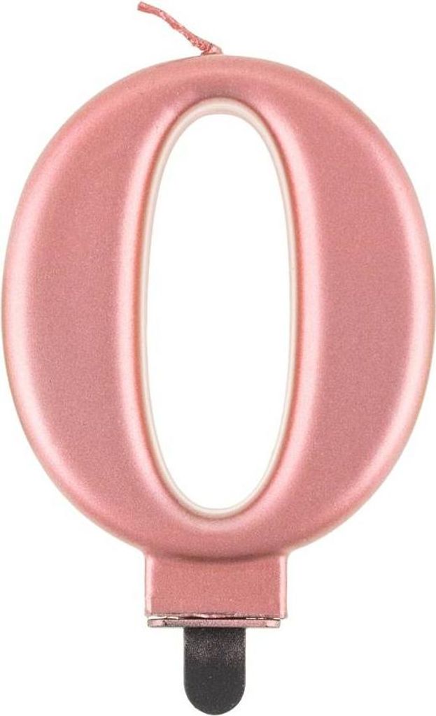 Zahlenkerze 0, Roségold, 8 cm, 1 Stk.