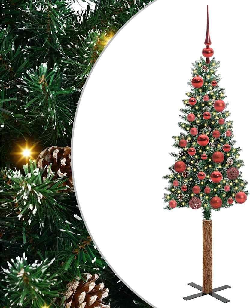 vidaXL Schlanker Weihnachtsbaum mit 150 LEDs mit Ständer Grün 150 cm
