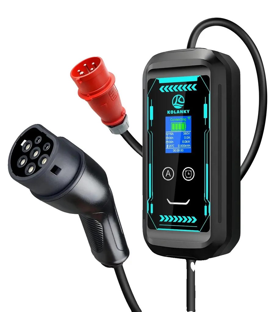 Chargeur EV mobile Type 2 11kW avec câble 10m et contrôle WiFi intelligent