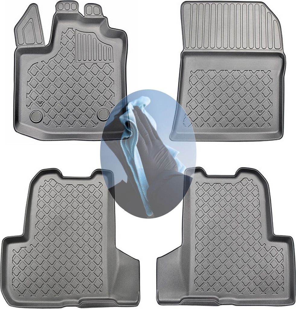Z519937 TPE-Gummifußmatten kompatibel mit Dacia Lodgy Picknick Van Kombi 5-türer 2012- 7Sitze (1. + 2. Sitzreihe)