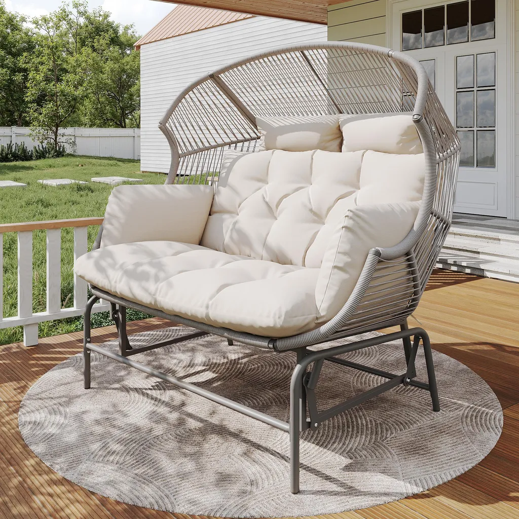 Balançoire de jardin 2 places confortable fauteuil suspendu anti-UV