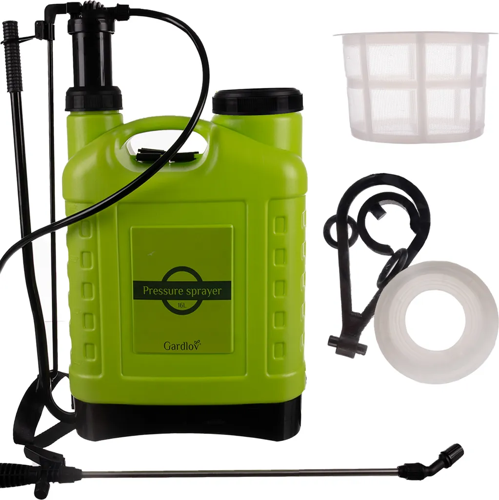  Pulvérisateur à main à pression pour jardin, lance longue portée + tuyau 170cm 16l GARDLOV