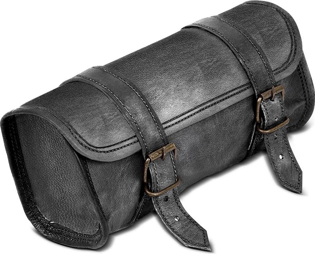 Motorrad Werkzeugrolle Leder für Cruiser Retro Scrambler # LR3 schwarz