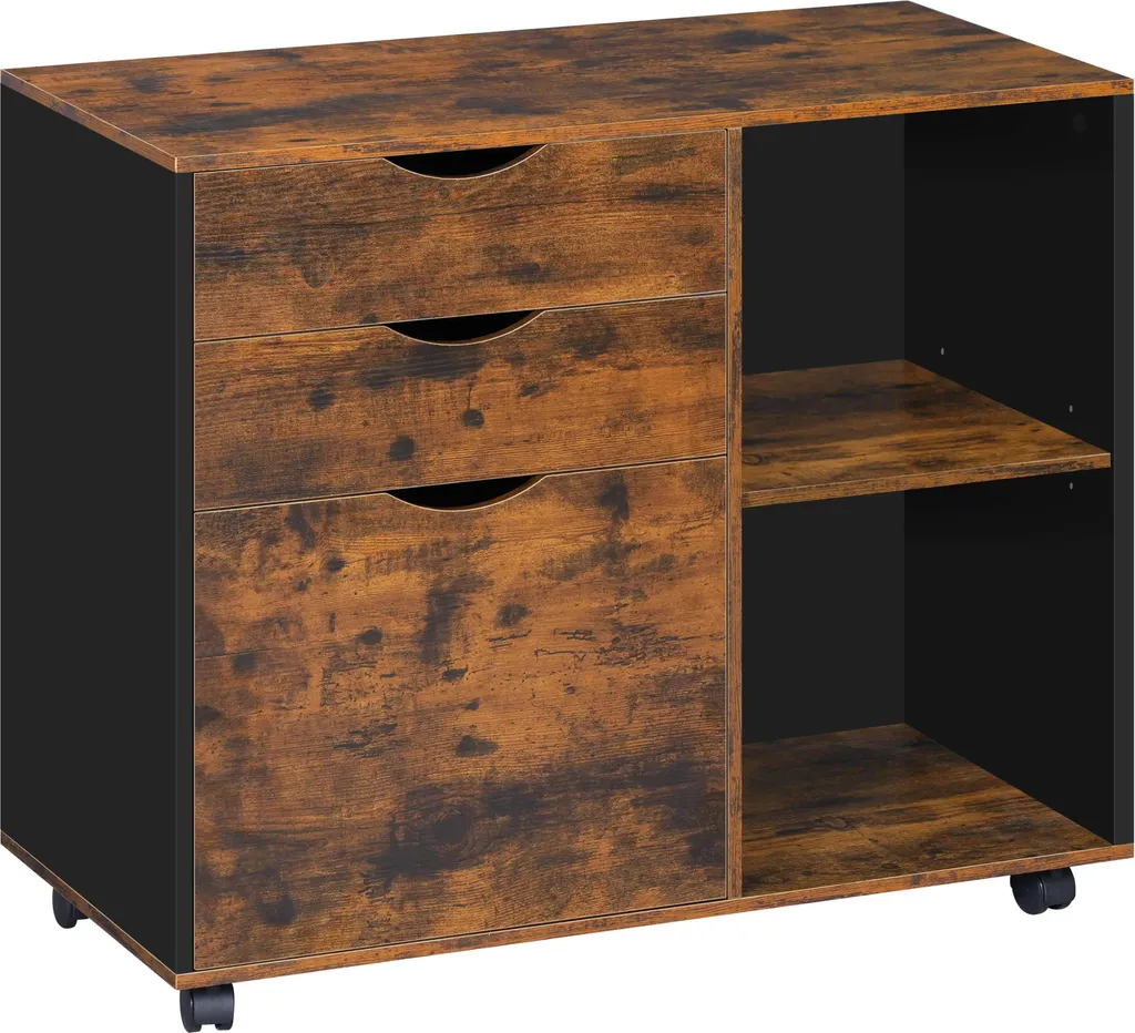 Meuble dossiers suspendus réglable en bois avec roulettes pivotantes