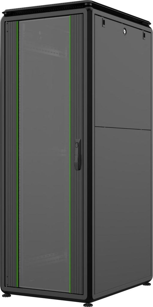 LOGON RDL32U68BL, Freistehendes Gestell, 32U, 600 kg, Sperrschloss, Verstellbare Füße, Verbessertes Kabelmanagement