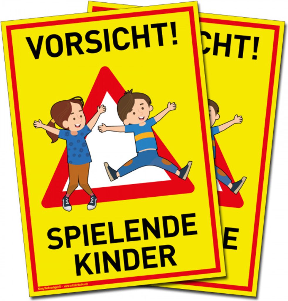 2 Große Schilder Vorsicht! Spielende Kinder | PVC 30 x 42 cm | Achtung Spiepl...