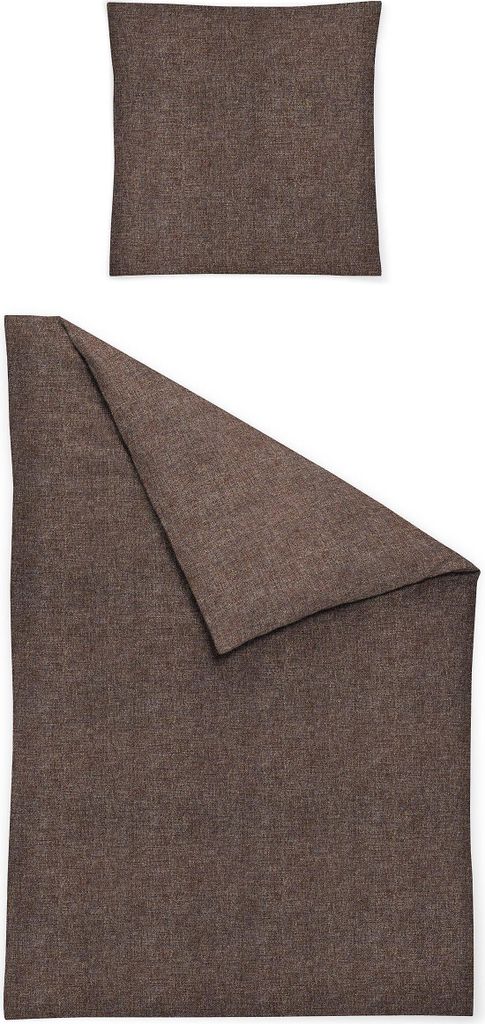 Irisette Flausch-Baumwolle Bettwäsche-Garnitur Loyd Mink 8835 Farbe schoko-81 Größe 200x200 + 80x80 cm