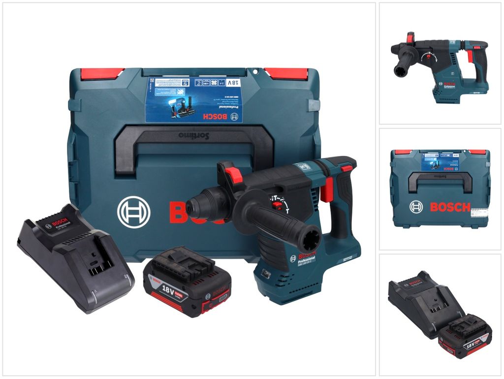 Bosch GBH 18V-24 C Professional Akku Bohrhammer 18 V 2,4 J Brushless SDS plus + 1x Akku 5,0 Ah + Ladegerät + L-BOXX