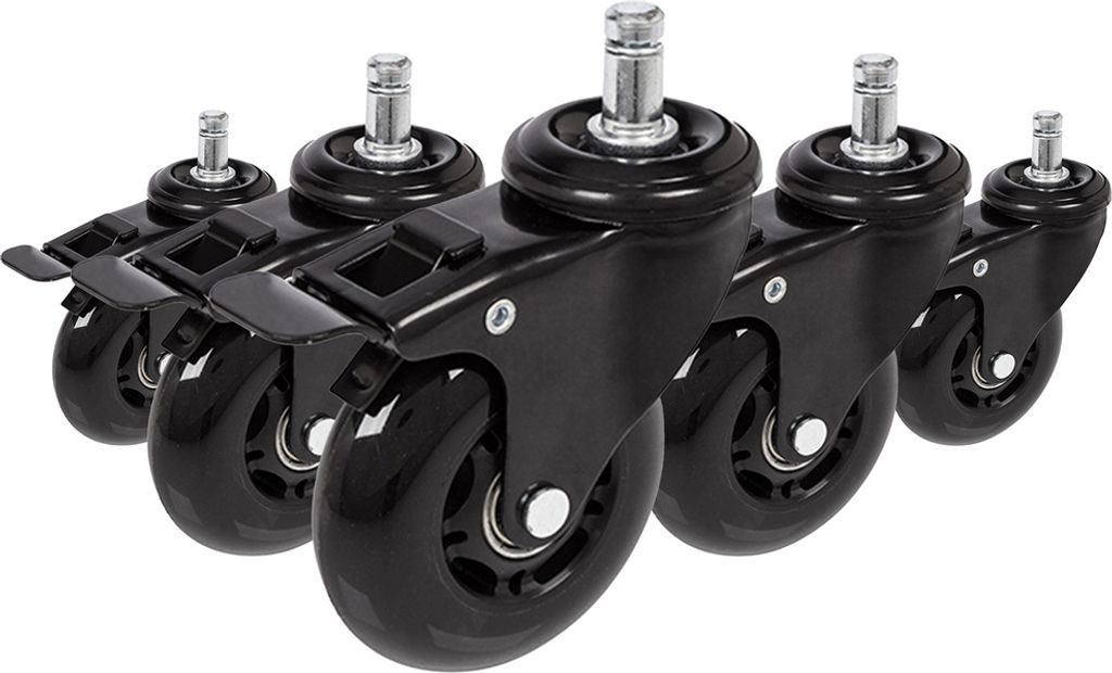 hjh OFFICE Stuhlrollen 5x ROLO SKATE S 11mm/75mm Ersatz Rollen Bürostuhl für Parkett, Laminat, Fliesen oder Steinboden