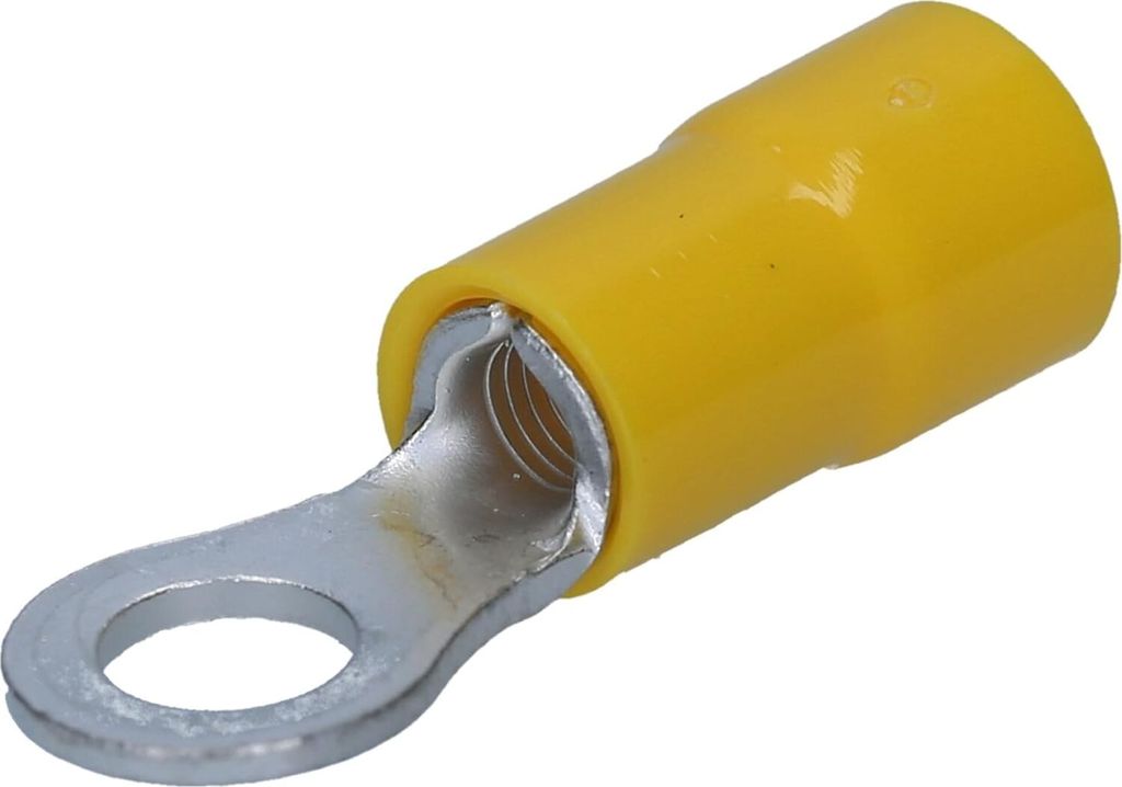 100 Stück Kalitec RKSGM4 Ringkabelschuh 4-6mm² I teilisoliert M4 gelb I Kupfer I PVC Kragen I zum Verbinden von Kabeln oder Litzen I Kabelschuh I...