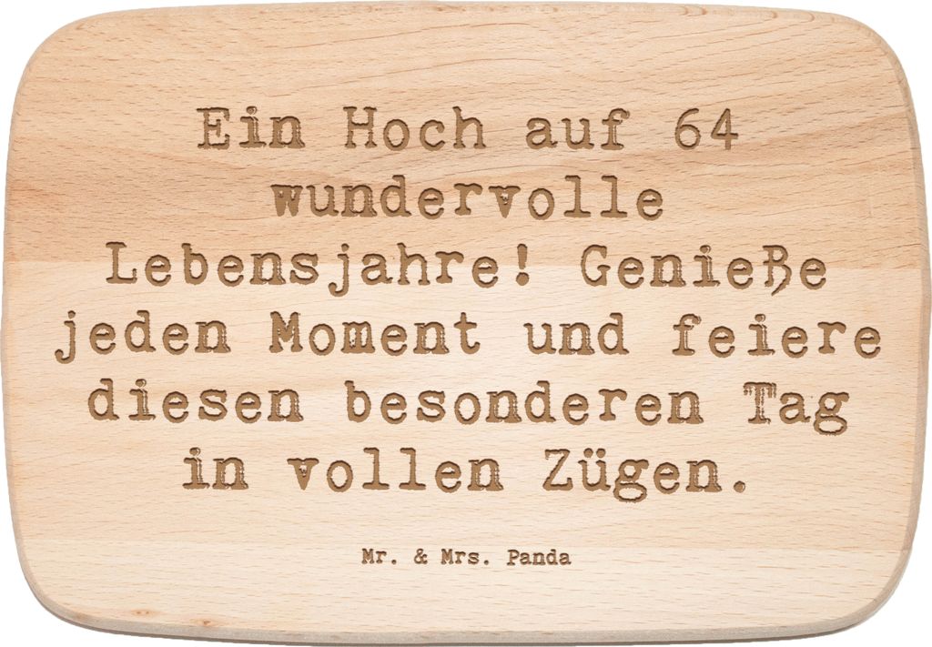 Mr. & Mrs. Panda Schneidebrett Spruch 64. Geburtstag Feier - Transparent - Geschenk, Frühstücksbrett, Geburtstagsfreude, massivholzbrett, Alter, ...
