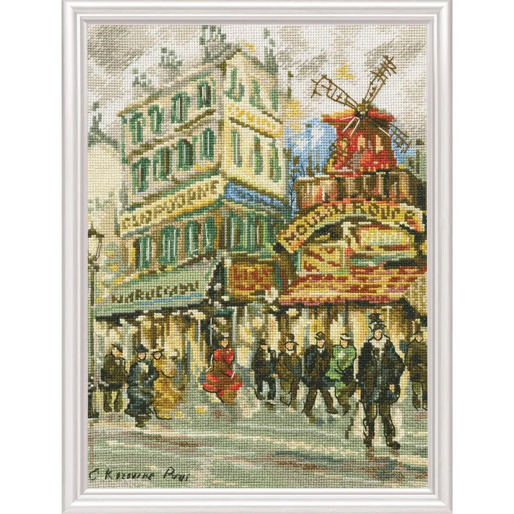Kit Point de Croix Compté RTO M461 Moulin Rouge 21x28 cm Broderie Art