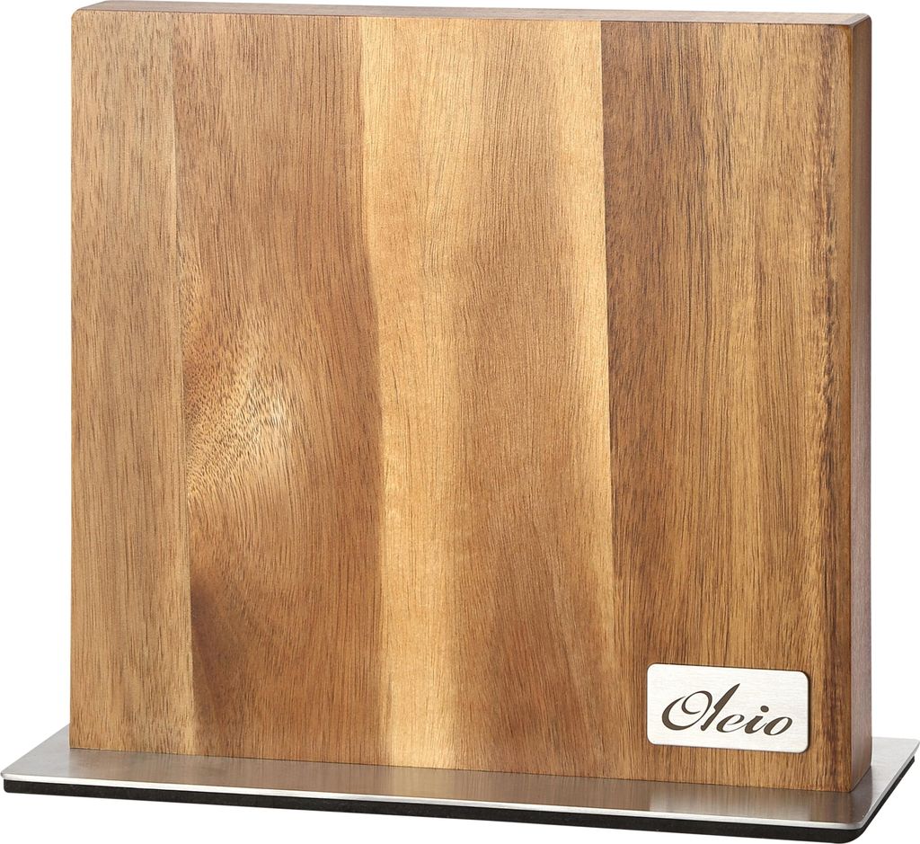 Oleio Messerblock | Doppelter Magnet aus massivem Akazienholz | Aufbewahrung für bis zu 8 Küchenmesser | Exklusives Design und fester Halt