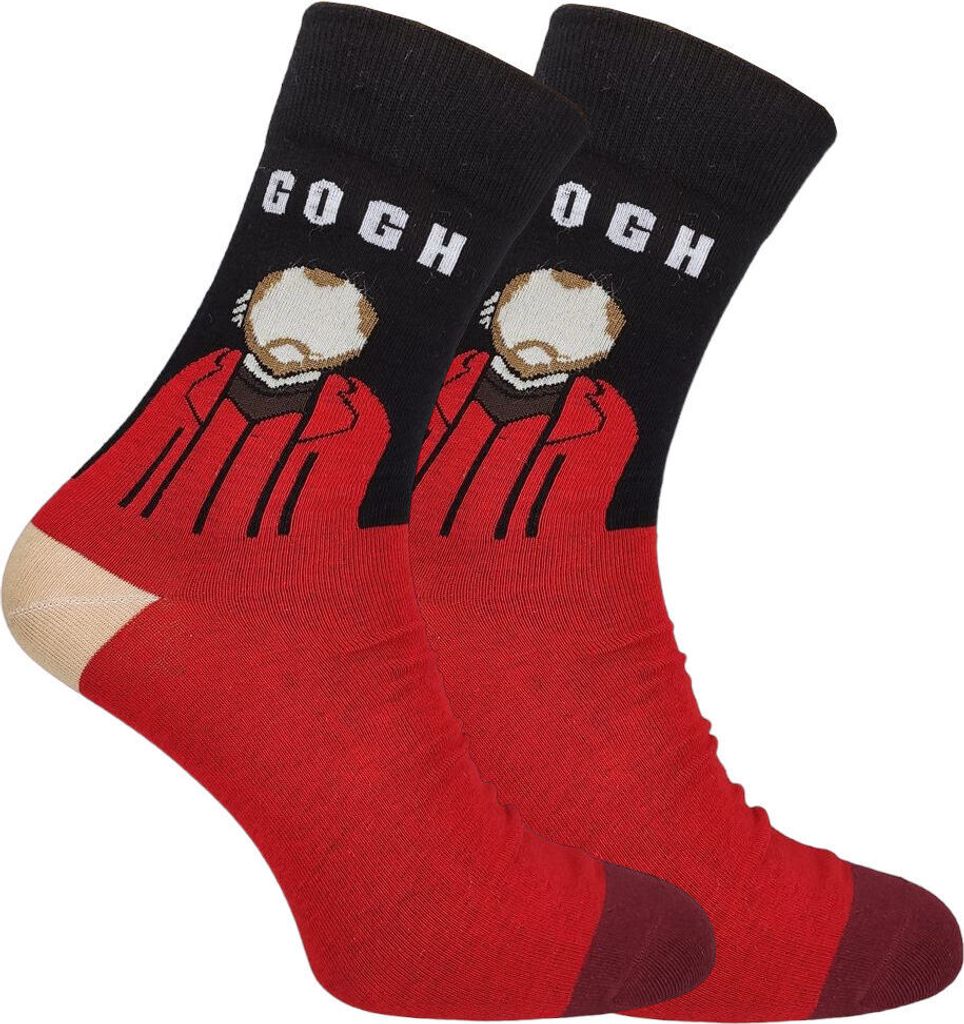 Herren Socken 1 Paar Baumwolle Alltagssocken Van Gogh Rot Schwarz Gr.43-46
