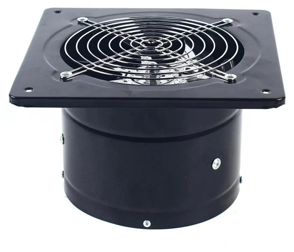 Extracteur d'air mural en métal noir 18 cm - Aérateur de cuisine robuste