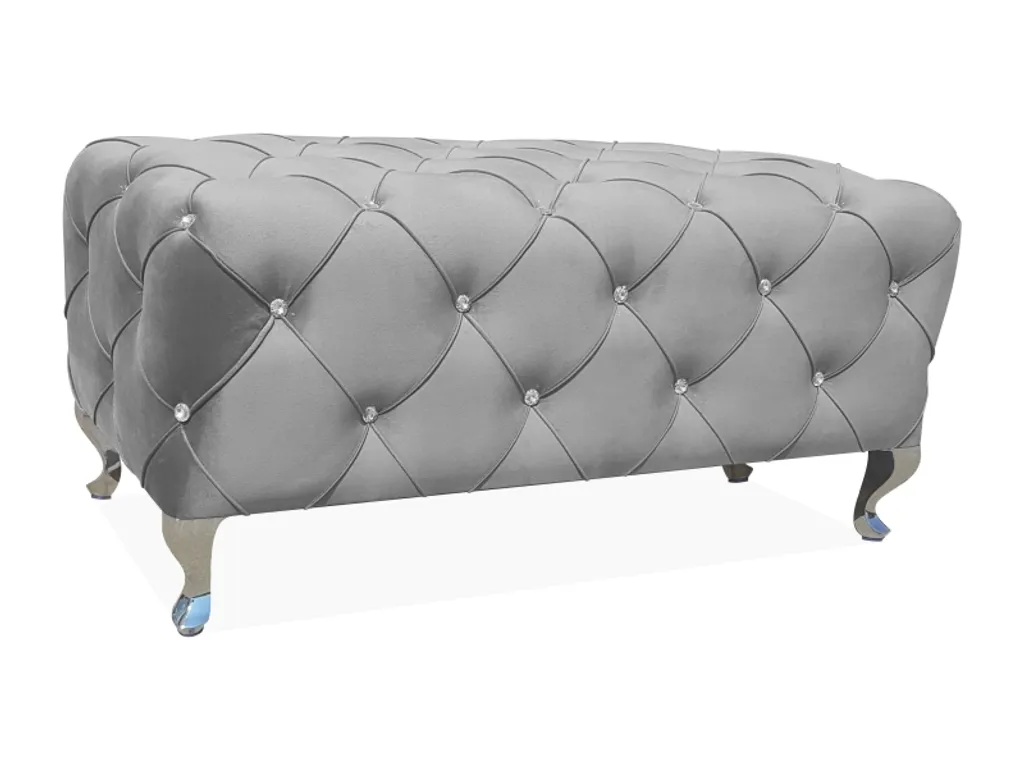 Tabouret capitonné gris BERTIN assise large et finitions haut de gamme