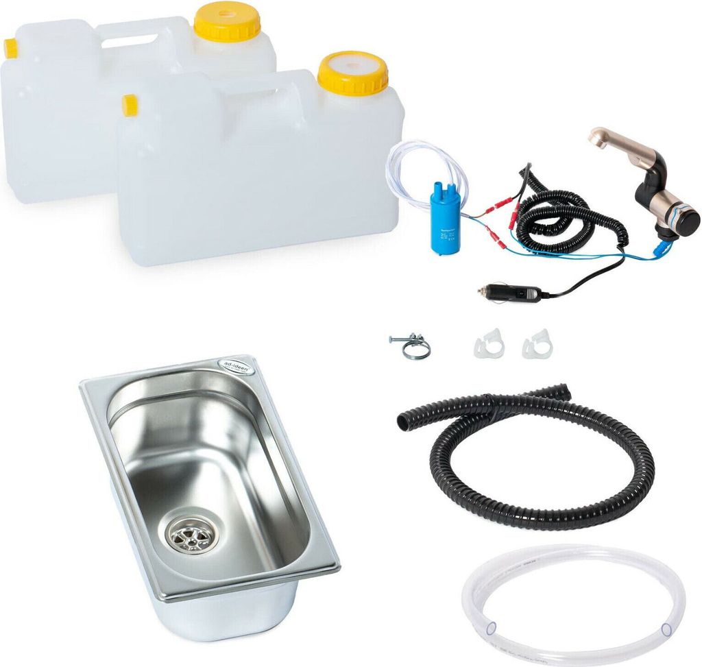 12 Volt Camping Spüle Spülbecken Ausbauset Wohnmobil T4/5/6 Küche 265x160x100mm
