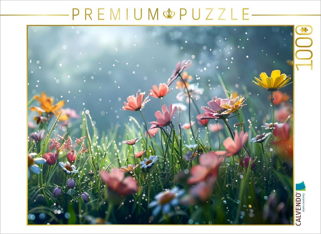 CALVENDO Puzzle Blumenwiese am frühen Morgen | 1000 Teile Lege-Größe 64 x 48 cm Foto-Puzzle für glückliche Stunden