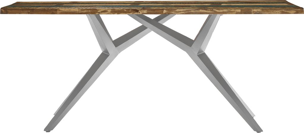 SIT Möbel Esstisch 160 x 85 cm aus Altholz | 40 mm starke Tischplatte bunt lackiert | Metallgestell antiksilbern | B 160 x T 85 x H 73 cm | 15550-...