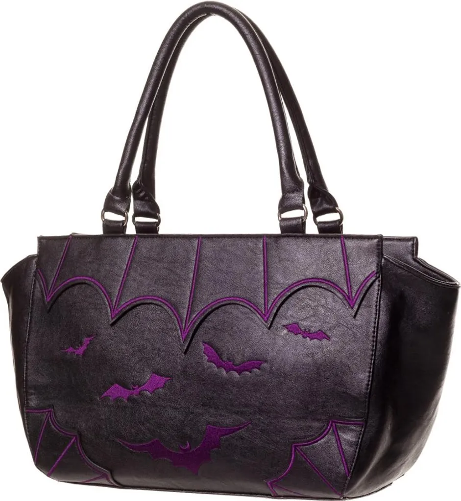 Sac à main interdit Purple Bats - Sac bandoulière gothique chauve-souris
