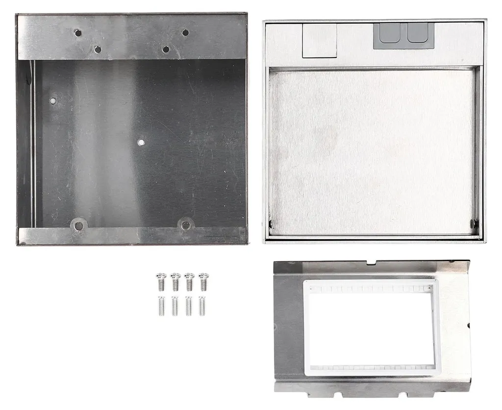 Prise de sol pour îlot central, 2 prises avec USB et USB-C, design inox