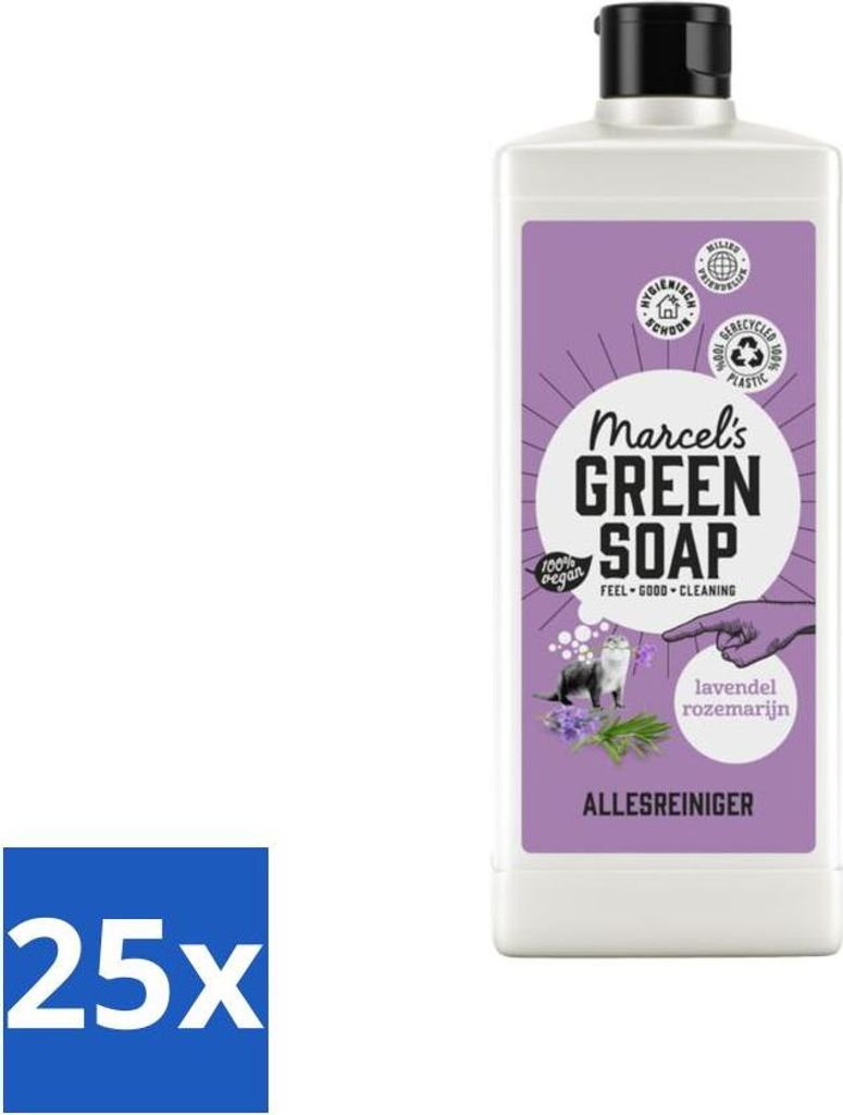 Marcel's Green Soap - Allzweckreiniger - Lavendel & Rosmarin - Natürlich & Wirksam - 750 ml - Vorteilspack - 25 Stücke
