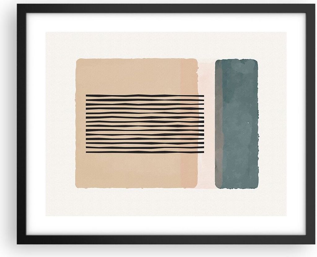 Gerahmtes Poster - Schwarzer Rahmen - Abstraktion Grafik Linien - 50x40 cm - Wand Bild - Wanddeko - Wandbilder - Kunstposter - Wandposter - Bilderr...