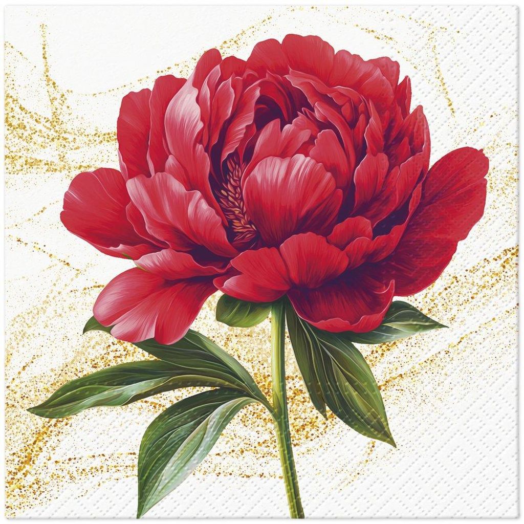 20 Servietten Scarlet Flower Study - Pfingstrose in rot auf Produktbild 