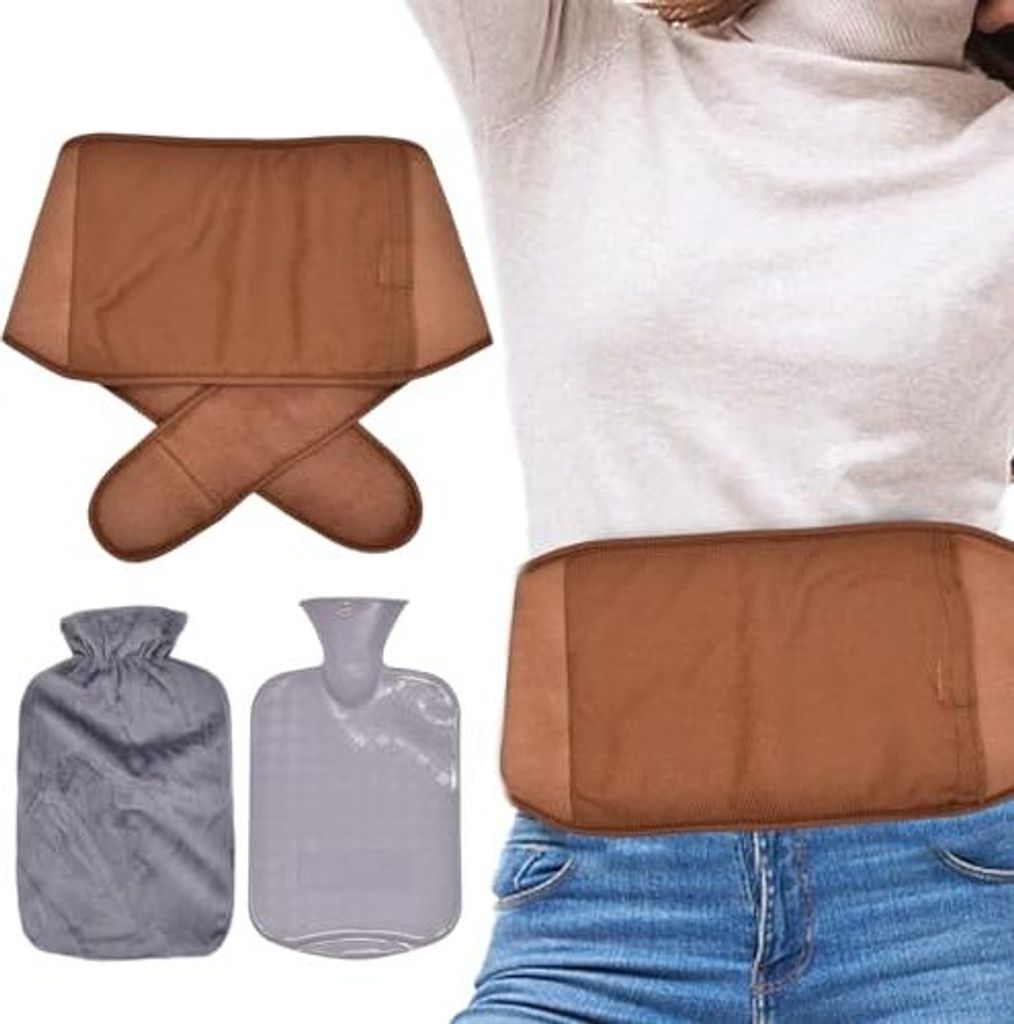 Heiße Wasserflaschengürtelbeutel tragbare Wickeln um PVC weiche Plüschhandheld Taille -Ärmel Relief Menstruation Hals (grau)