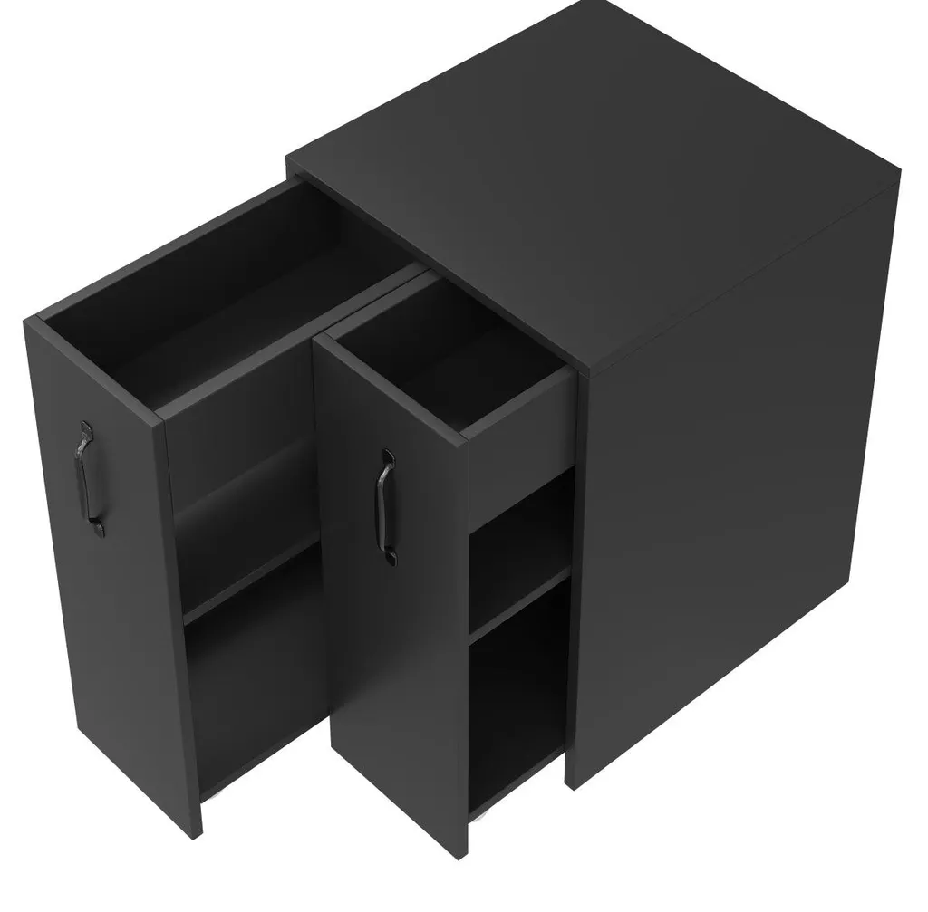 Petit buffet de bureau réversible à roulettes et rangement modulable - 9