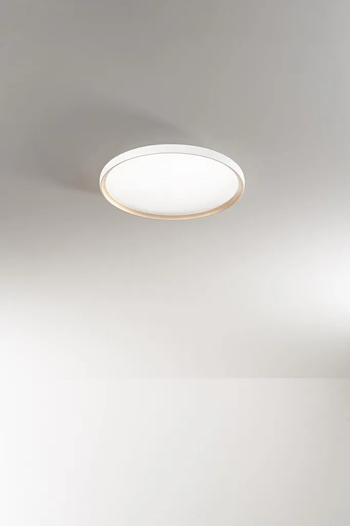 Plafonnier LED CCT Dimmable 3000K-6000K Métal Blanc Or - Design Perenz