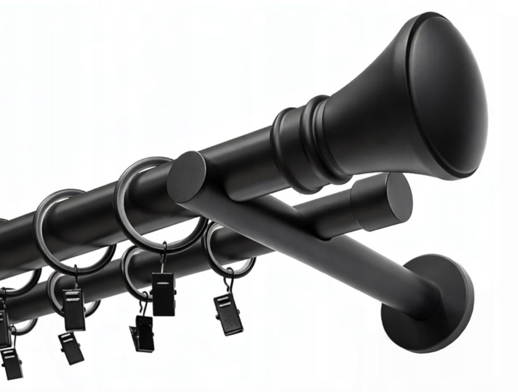 Gardinenstange MONACO 240 cm 2-läufig Ø 25/19 mm Schwarz Produktbild 