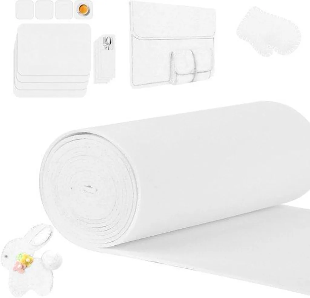 Feutrine Blanche 3mm en Polyester 30x300cm pour Décoration Maison DIY