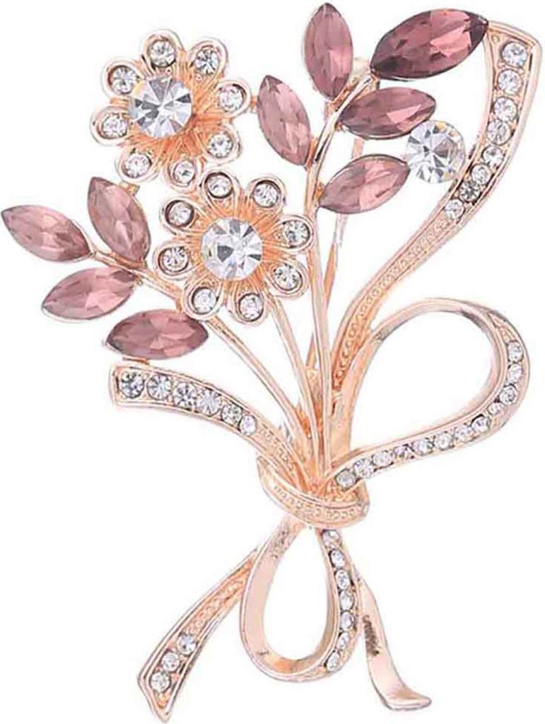 Brosche Blumenform Strass Design Legierung Damen Mode Brosche Pin für Blumenstrauß-Roségold