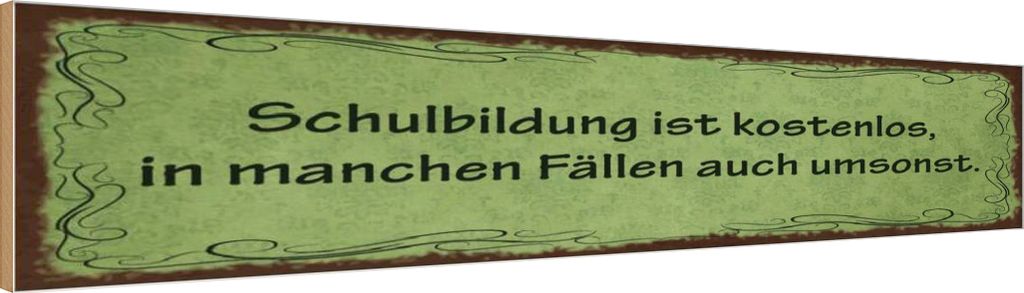 vianmo Holzschild 10x46 cm Schulbildung umsonst