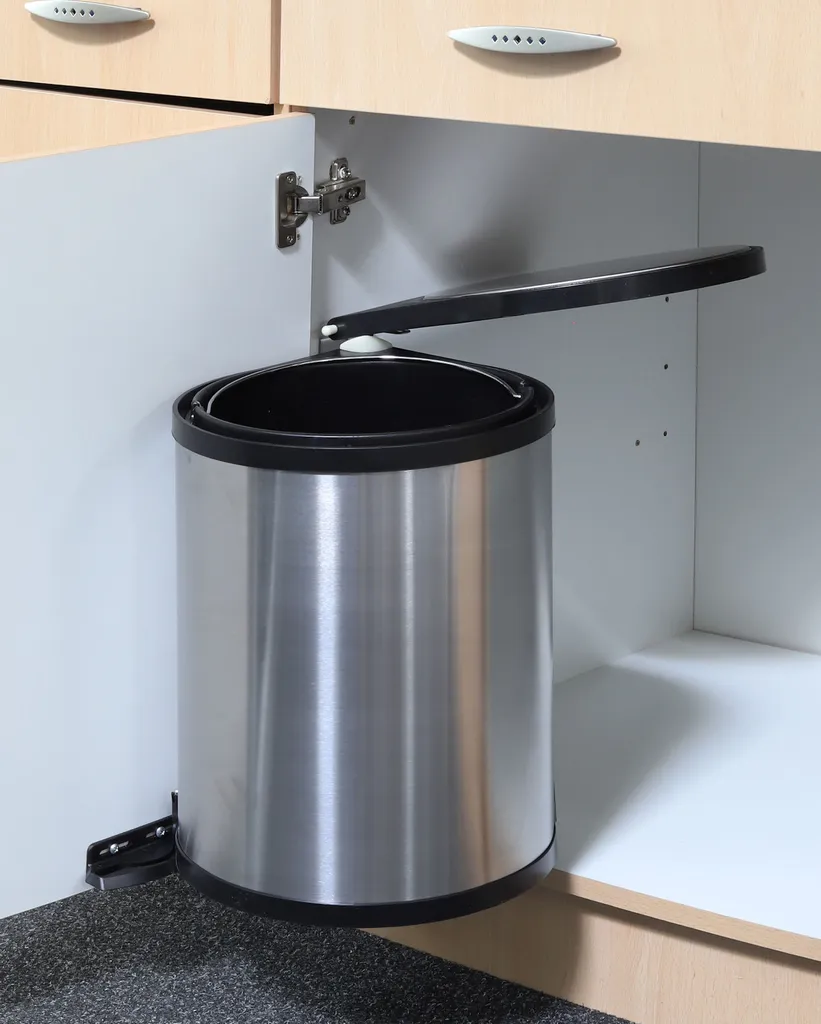 Poubelle encastrable 12L avec ouverture automatique - Fixation Placard