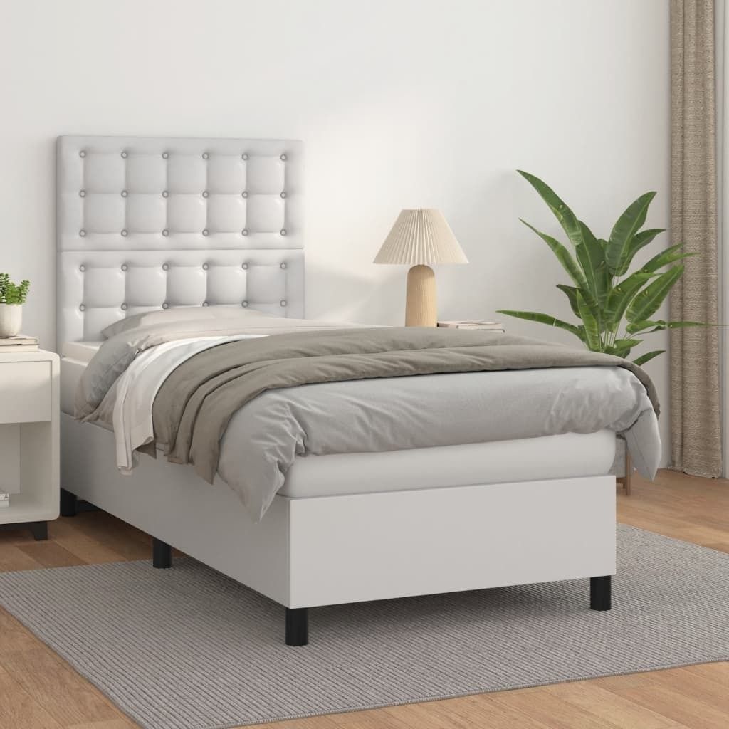 Maison Exclusive - Boxspringbett mit Matratze Weiß 100x200 cm Kunstleder