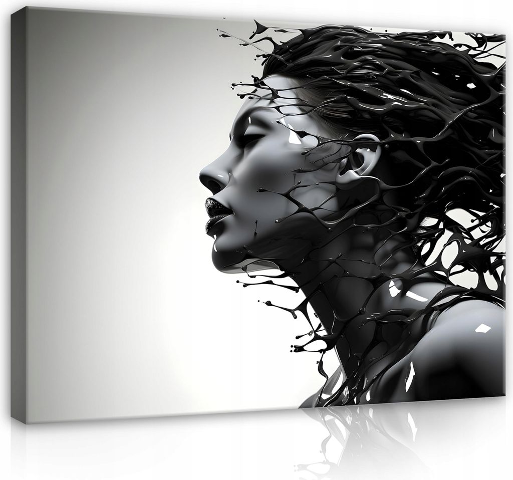 Leinwandbilder Abstrakt Frau schwarz und weiß 120x80 cm XXL Modern Canvas Bild auf Leinwand Bilder Leinwandbild Wandbilder Wohnzimmer Schlafzimmer