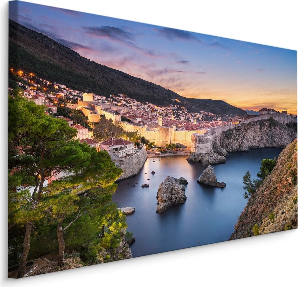 Fabelhafte Canvas LEINWAND BILDER 120x80 cm XXL Kunstdruck Meer Bucht Stadt Abend